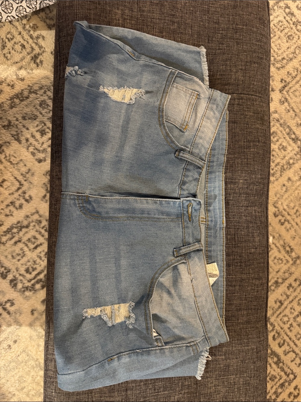 SHEIN Light Wash Distressed Denim Bermuda Shorts